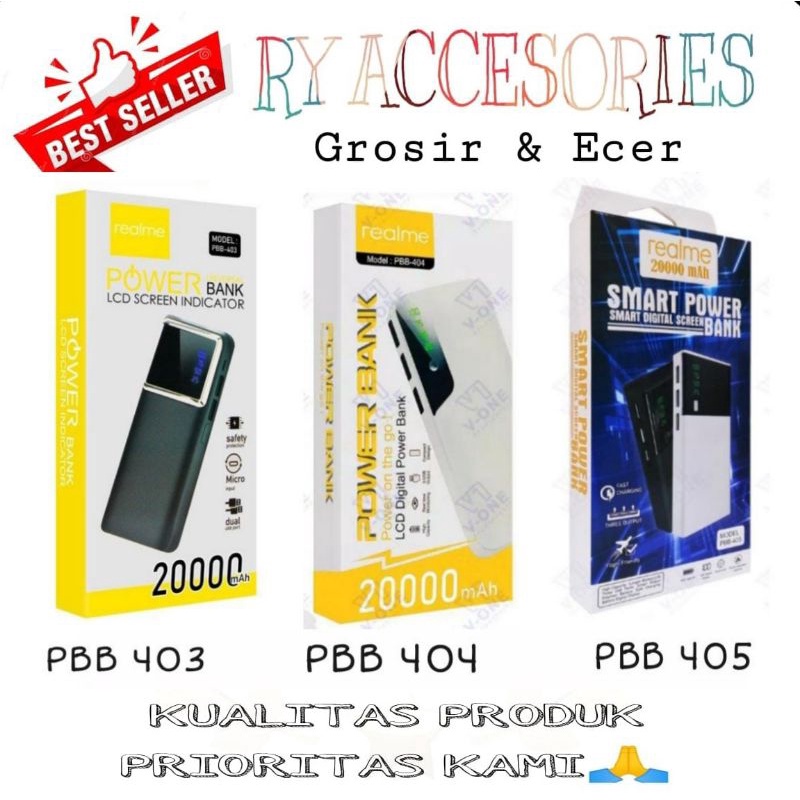 RY - Pb Powerbank Power Bank realme PB 404 PB 403 Kapasitas 20000 Mah PBB 403 PBB 404 PBB 405