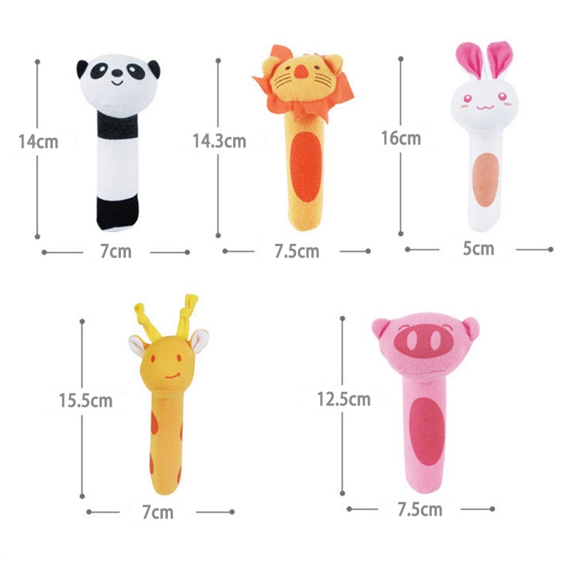 COD❤Mainan Bayi /Animal Rattle- Plushie Doll/ Mainan Bayi rattle stick / Mainan Tangan Bayi Tri