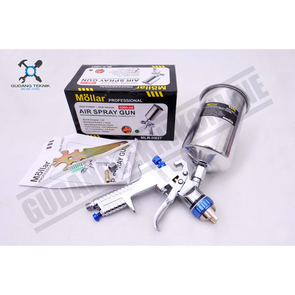 Spray Gun HVLP 1.4mm MOLLAR H827 / Alat Spraygun Semprot Semprotan Cat H 827 MOLLAR