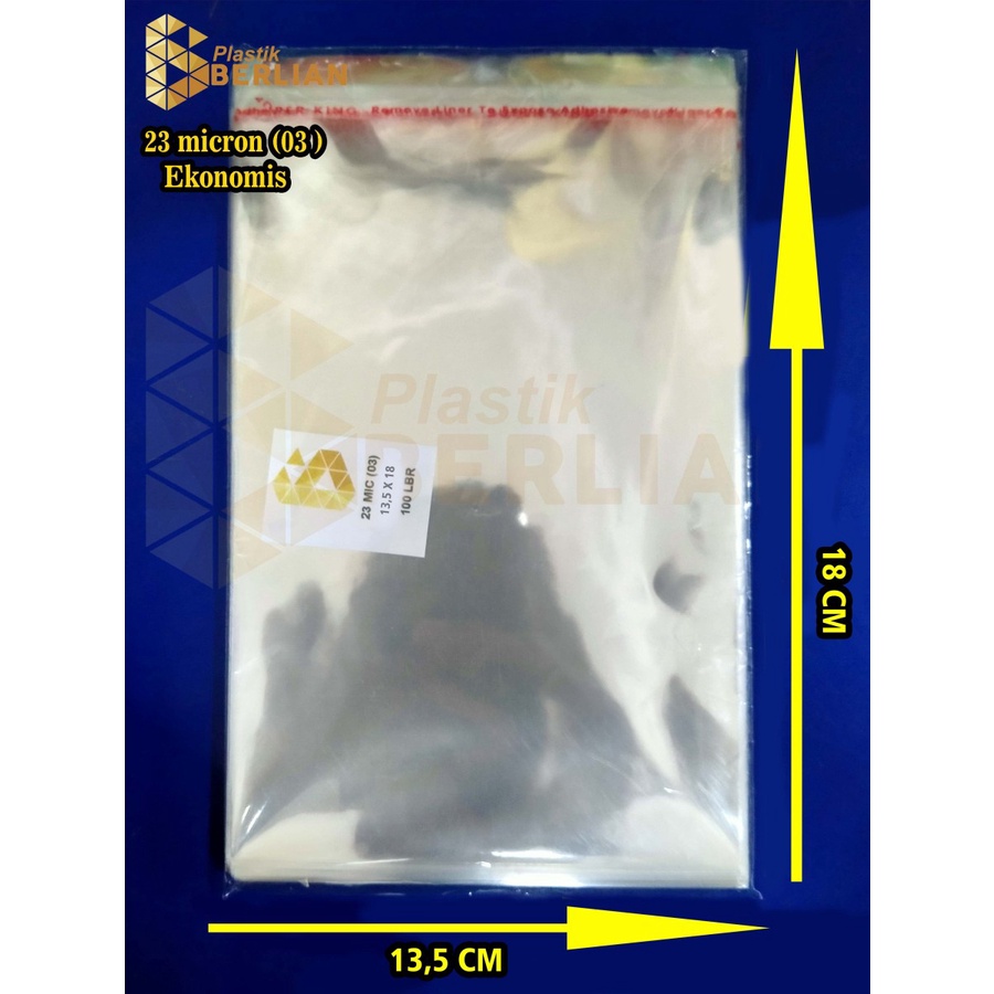

13,5 x 18 cm Plastik OPP EKONOMIS 23micron (100 lbr) (lem/seal)