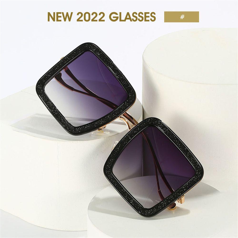 Lily Kacamata Hitam Wanita Persegi UV400 Oversized Crystal Shades