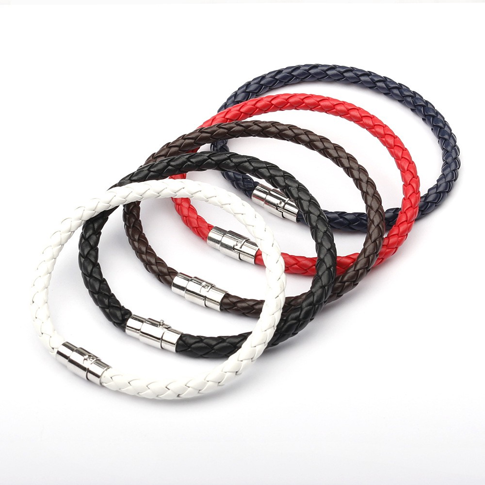 Gelang Bahan Kulit Woven Gaya Punk Untuk Pria Dan Wanita