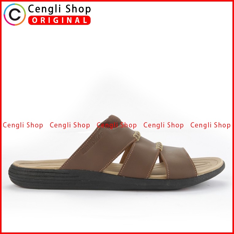 SANDAL CASUAL JIM JOKER PRIA ORIGINAL SLIDE KULIT BRANDED COKLAT JJ07