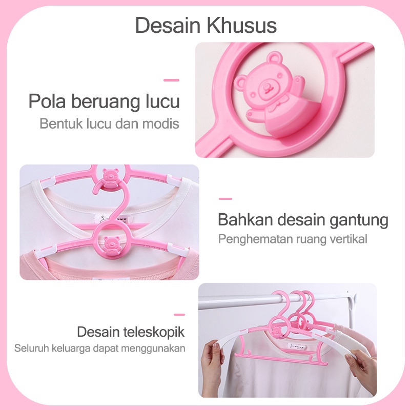 Gantungan baju/Hanger baju anak/Hanger baju/Beruang kartun/Hanger baju anak/Dapat dihubungkan (B289)