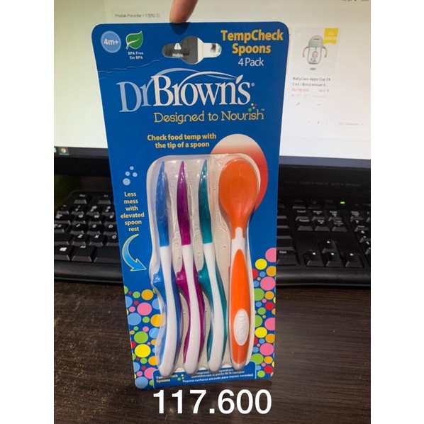 Dr.Brown's TempCheck Spoons isi 4 /Sendok makan bayi sensor panas TF024