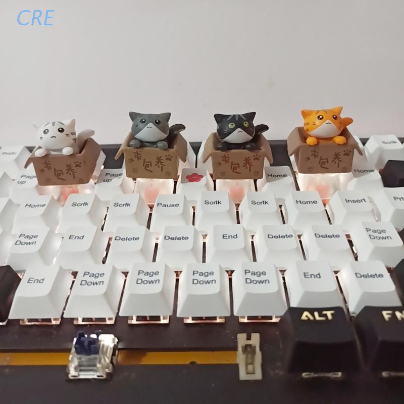 Cre 1pc Keycap Tombol Keyboard Mekanikal Motif Kartun Kucing Bahan Abs R4 Tinggi Oem Untuk Cherry Mx