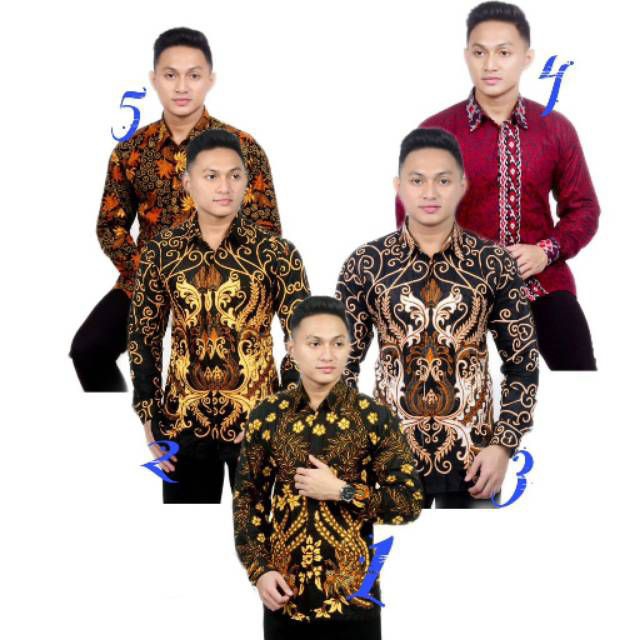 Baju Batik Pria RisnaBatikHRB026 Kemeja Pria lengan panjang Pendek