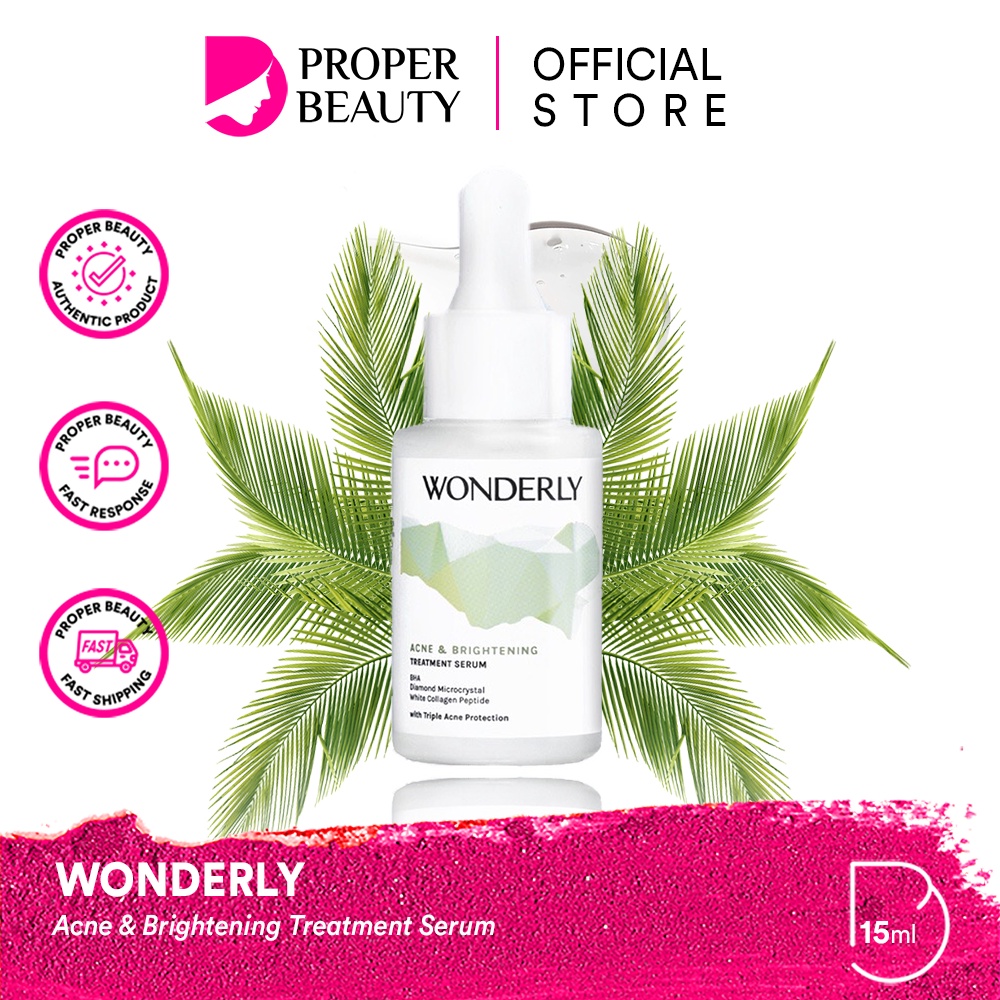 WONDERLY Acne &amp; Brightening Treatment Serum Indonesia / Serum Wajah 15ml / Acne &amp; Skin Redness Treatment Brighter Skin Looks / BHA Diamond Microcrystal &amp; White Collagen Peptide With Triple Acne Protection / Whitening Mencerahkan Berjerawat / Skincare Care