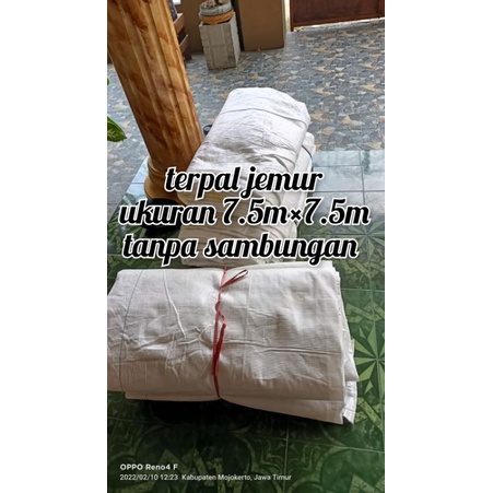 terpal jemur/ terpal gelaran 7.5m×7.5m tanpa sambungan.