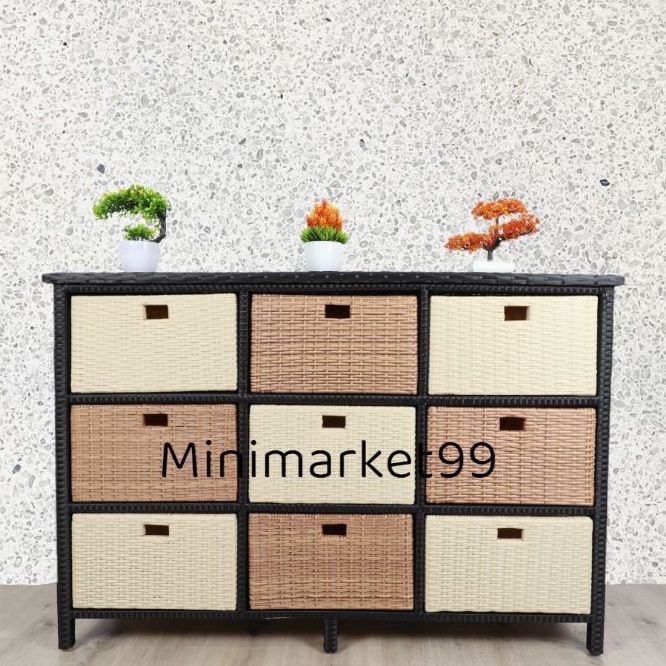Lemari Laci 9 Rotan Sintetis
