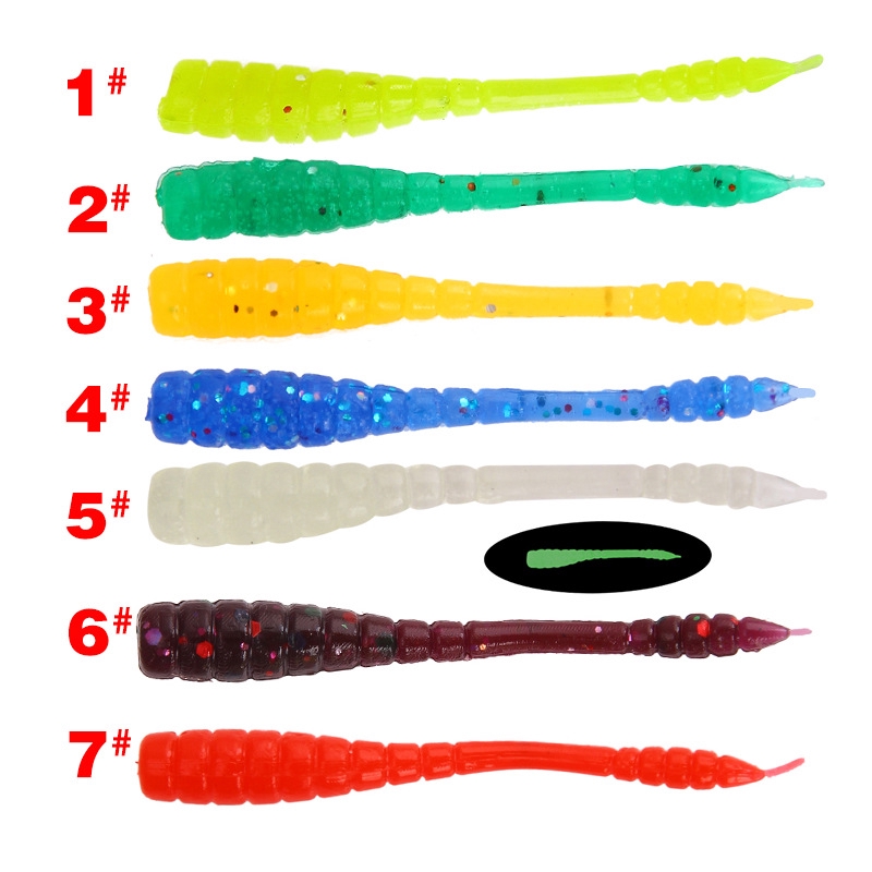 Soft Plastic Lure Top Water Lure Umpan Mancing Alat Pancing Murah 50pcs/Bag T-tail Umpan Pancing Umpan Mancing Soft Lure Kail Pancing relix nusantara Alat Pancing Umpan Ikan Umpan Pancing Buatan