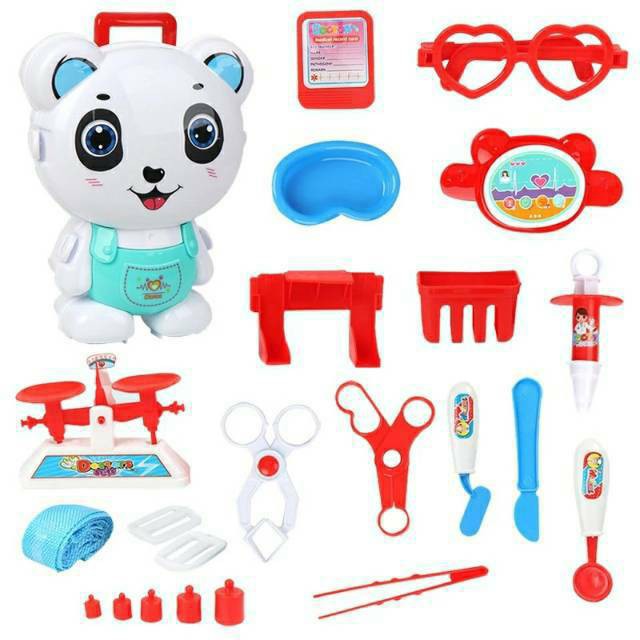 Mainan Edukasi Anak Panda Doctor Set Pet Backpack