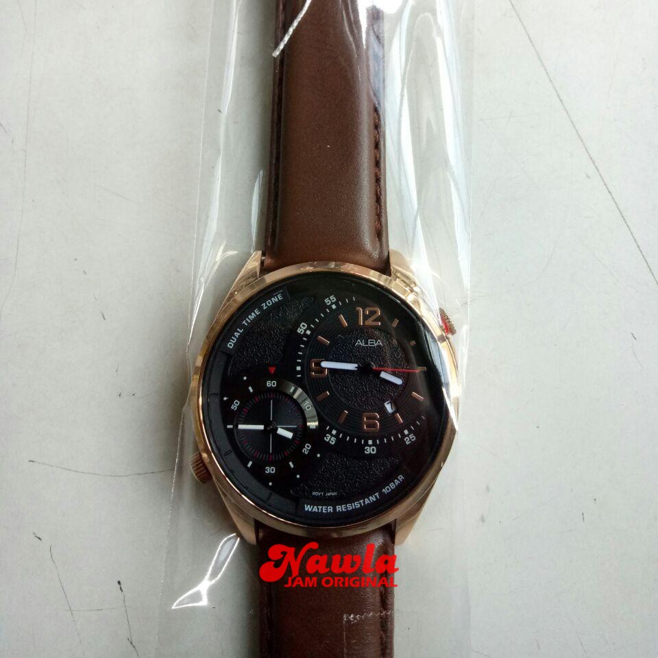 Alba Quartz AZ9024X1 Dual Time Rose Gold - Jam Tangan Pria AZ9024