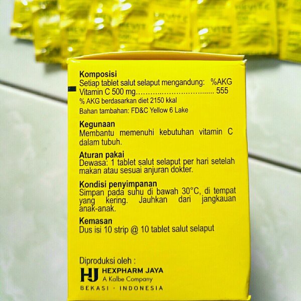 1 Strip 10 Tablet Hevit C Vitamin C 500mg Murah Multivitamin dan Suplemen Kesehatan