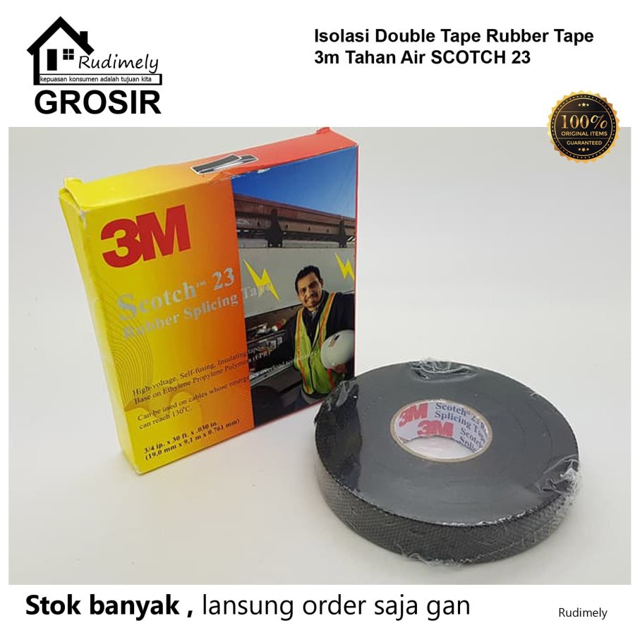 Isolasi Karet Kabel Listrik ac/Rubber Tape 3m Tahan Air SCOTCH 23