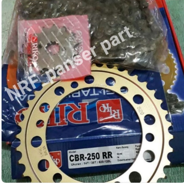 GEARSET RANTE CBR 250 RR LAMA 38T/ GIR SET PAKET RANTAI HONDA CBR250RR CBR 250 RR 14-38T 520H-120L R