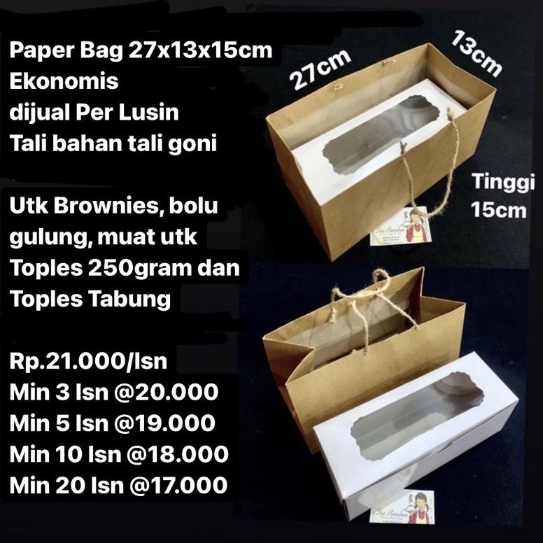 

Paper Bag 27X13X15Cm Ekonomis Dijual Per Lusin Tali Bahan Goni