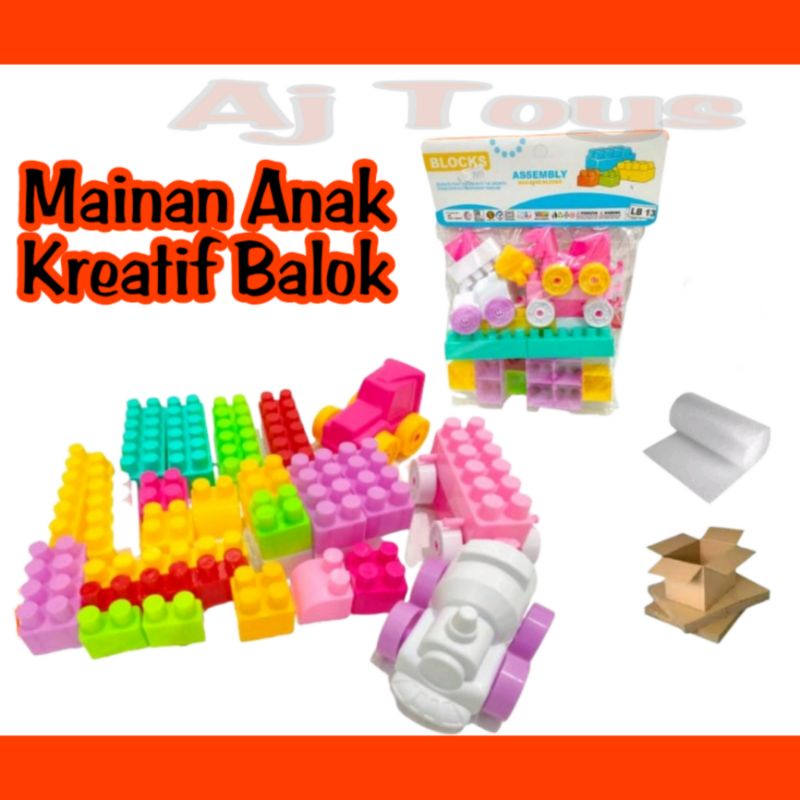 Mainan edukasi anak balok susun balok Lego mainan edukasi anak 1 2 3 tahun LB13