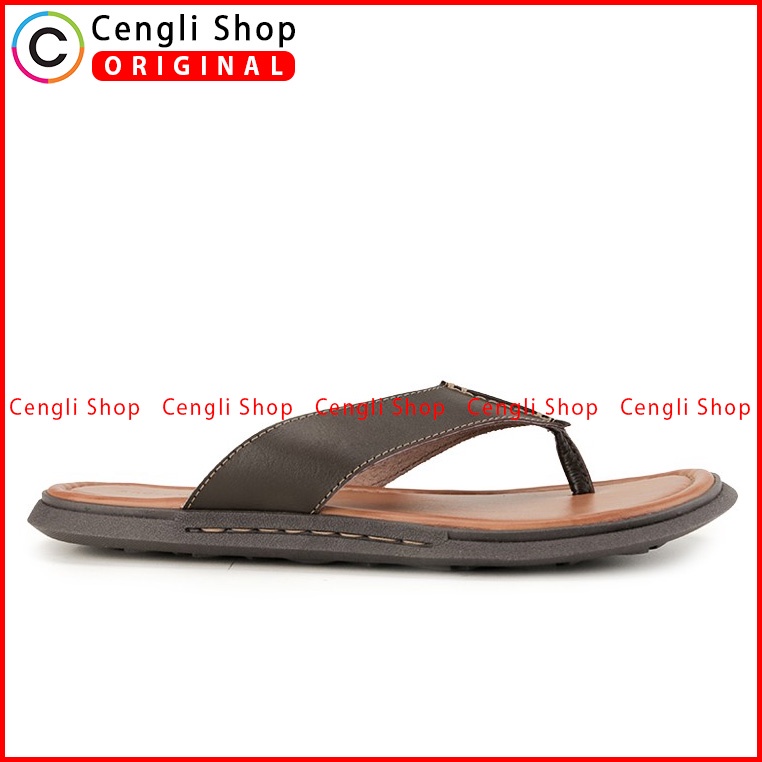 SANDAL JEPIT KULIT ANDRE VALENTINO PRIA ORIGINAL CASUAL COKLAT AVM09