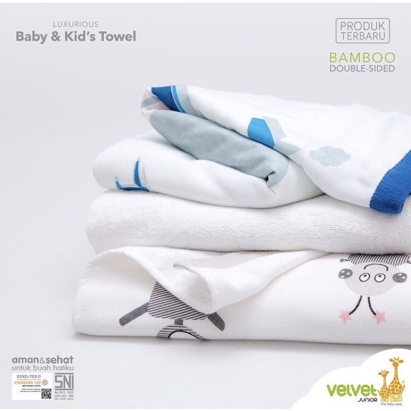 Ohanababy.id VELVET JUNIOR BABY & KID'S BAMBOO DOUBLE SIDED TOWEL / HANDUK BAYI-2