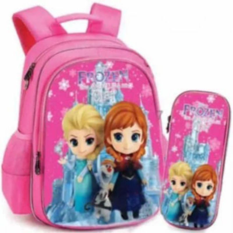 TAS SEKOLAH TK/SD ANAK PEREMPUAN FROZEN. FREE DOMPET