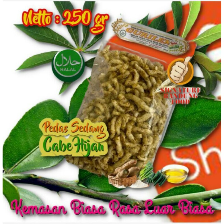 

250g Gurilem Mantap Khas Bandung - Rasa Pedas Sedang Cabe HIJAU
