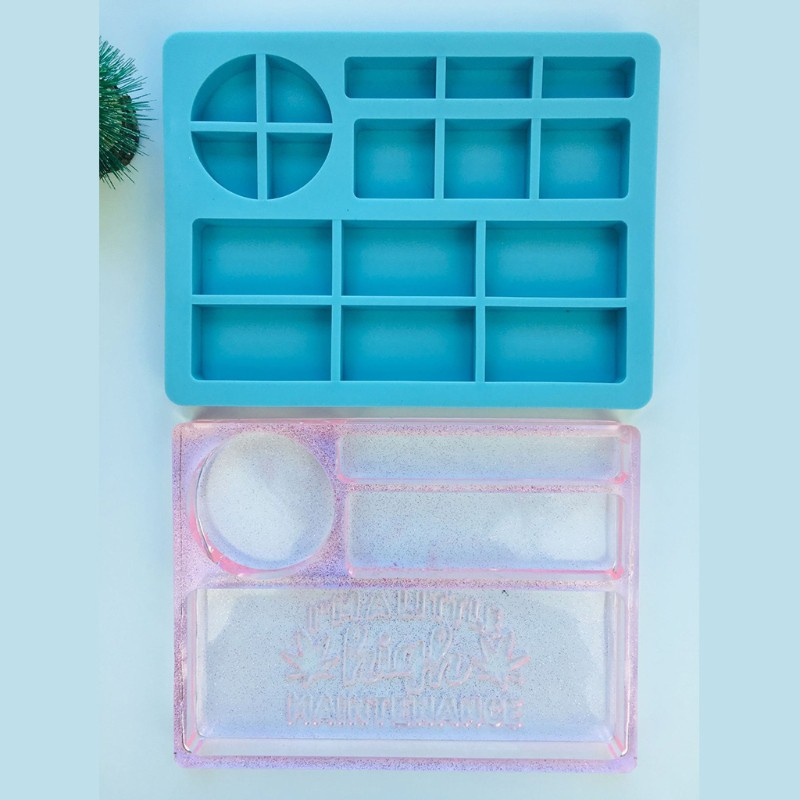 Glitter DIY Crafts Storage Container Epoxy Resin Mold Letters Makeup Tray Silicone Mould