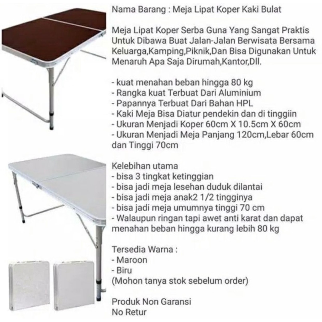 MEJA LIPAT CARRY PORTABLE / MEJA JUALAN / MEJA SERBAGUNA VD