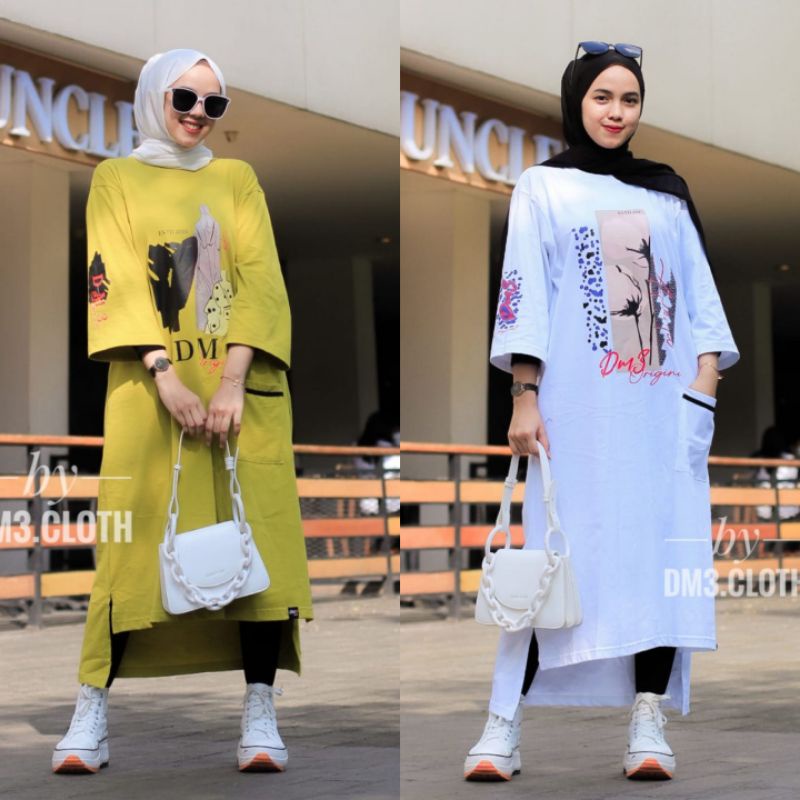 Long Tunik by DM3 Cloth Original/Tunik wanita DM3 Lengan Panjang / Tunik Kaos Combet 24s / Dress Mus