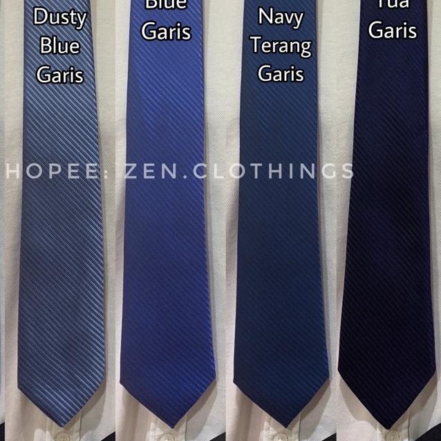 Dasi Panjang Pria Warna Biru Muda Soft Blue Baby Blue Terang Cornflower dan Biru Tua BCA Royal Blue 