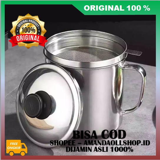 Stainless Steel Filter Cup Oil Pot Filter Saringan Minyak Goreng Stainless Steel ASLI