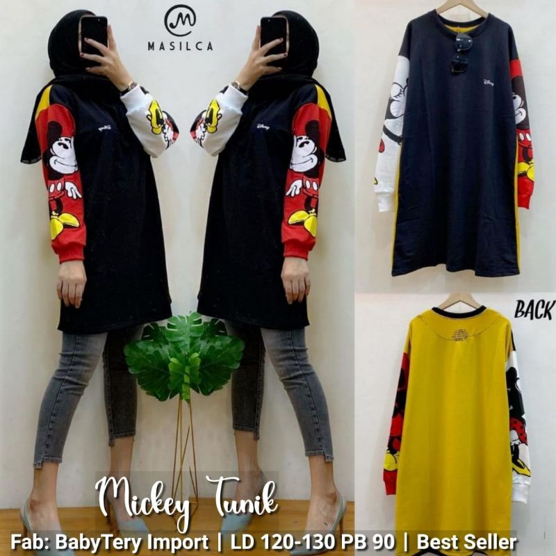 Tunik Kaos Jumbo/Tunik Bahan Kaos Jumbo/Tunik Mickey Mouse/Tunik Kaos/Tunik Babyterry/Mickey Tunik b