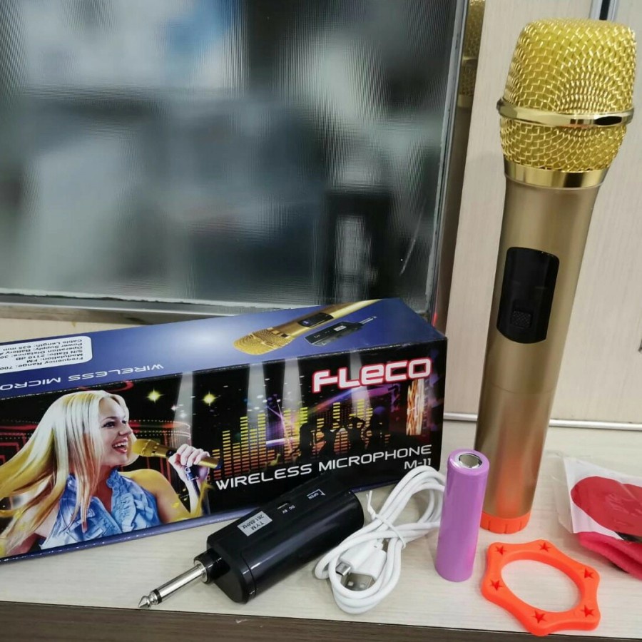 COD Microphone Wireless single terbaru Fleco M-11 mic wireless single//Mic Karaoke//Mic wireless//Mic Salon Aktif