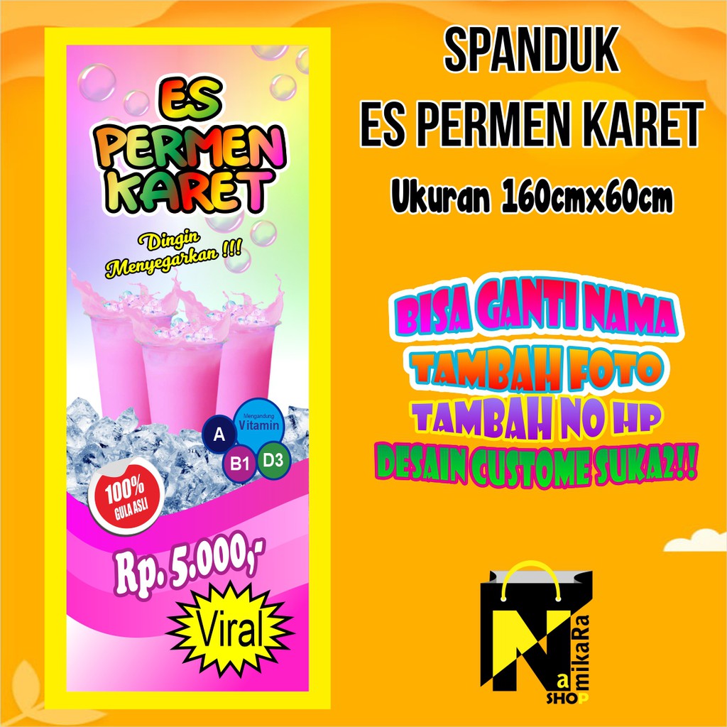 Banner Spanduk Backdrop Es Permen Karet/ Banner Es Permen Karet Custome / Spanduk Es Permen Karet Te