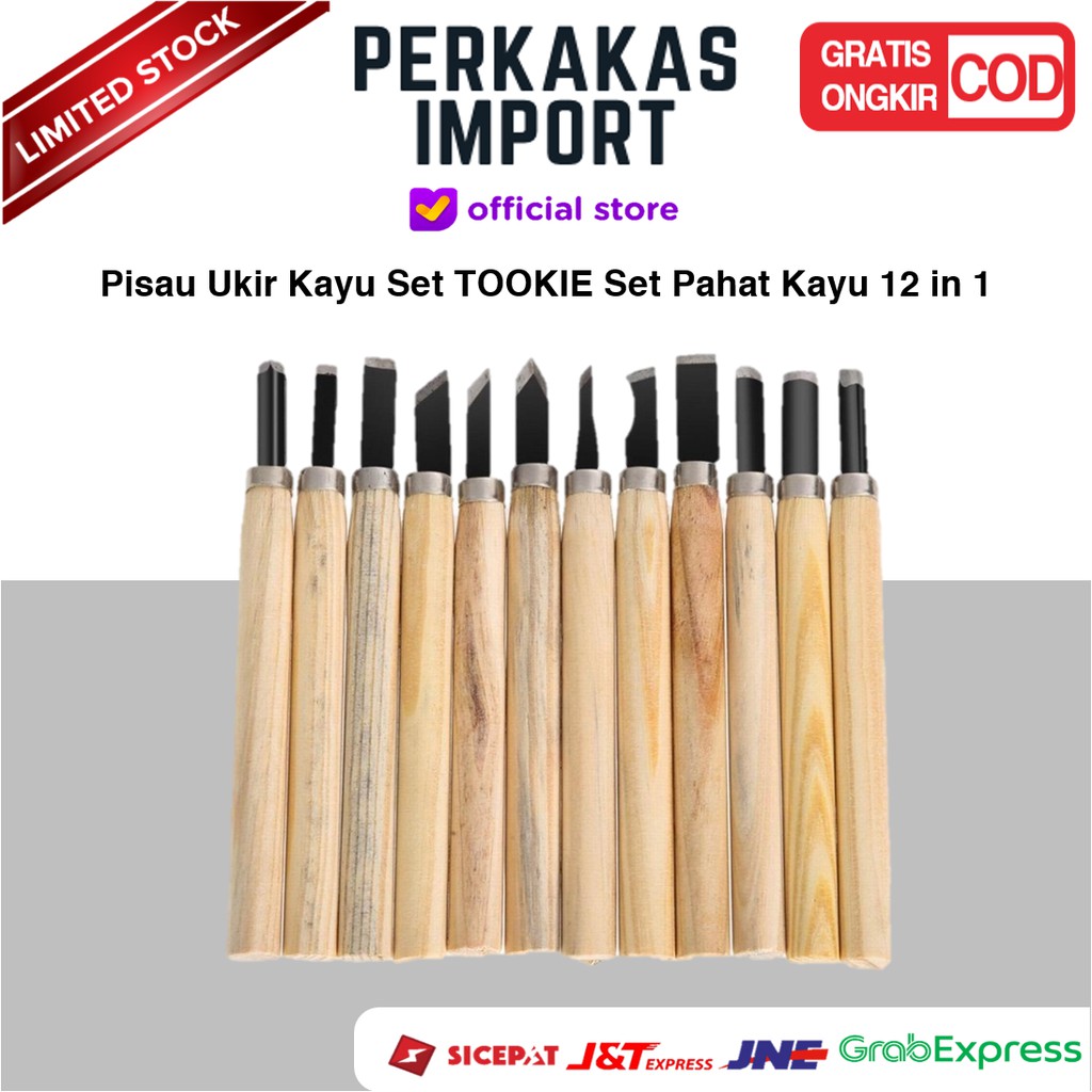 

Pisau Ukir Kayu Set TOOKIE Set Pisau Ukir Pahat Kayu 12 in 1 Wood Carving Knife - KSJ-12