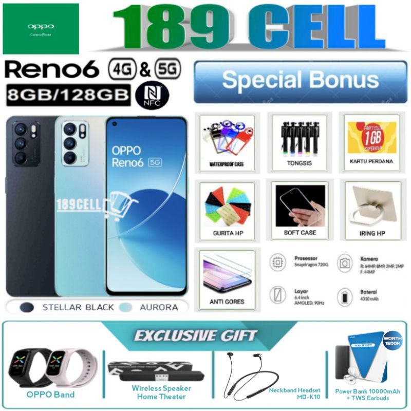 OPPO RENO 6 5G & RENO6 4G  RAM 8/128 GB | OPPO A77s 8/128 | A78 5G 8/128 GARANSI RESMI OPPO INDONESI