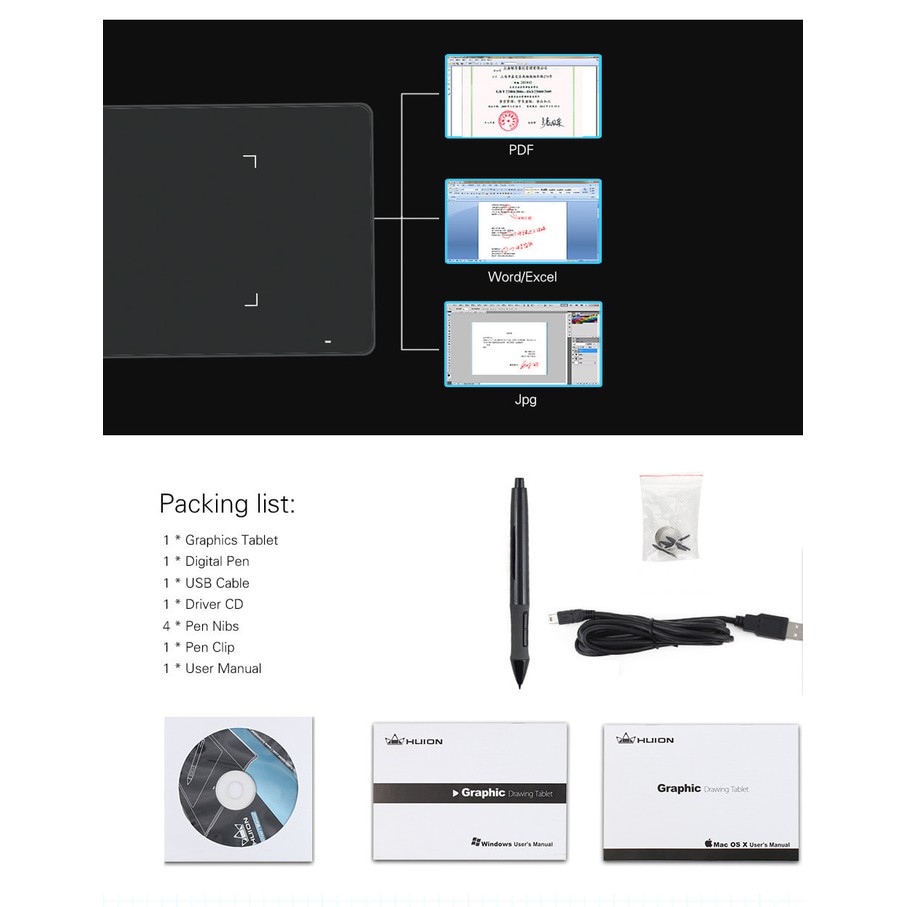 DISKON        Huion 420 Grafik Drawing Pad Tablet Pen alternatif Wacom      TERLARIS