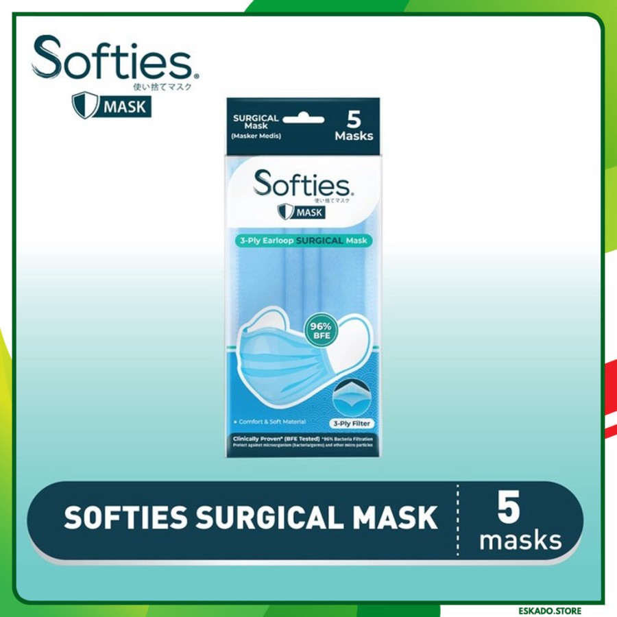 Masker Softies 3 ply Earloop Surgical Mask isi 5