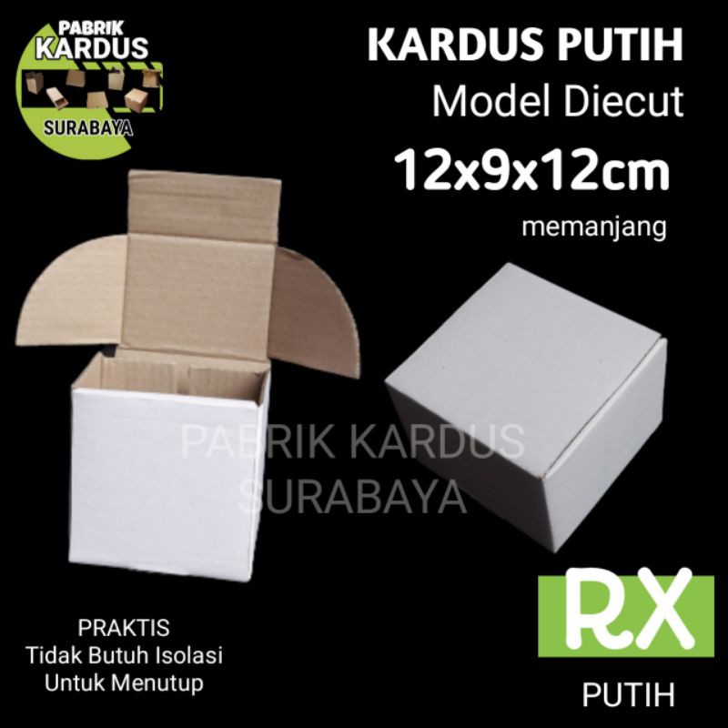 

KARDUS RX PUTIH 12x9x12cm KOTAK BOX DUS KARTON PACKING AKSESORIS