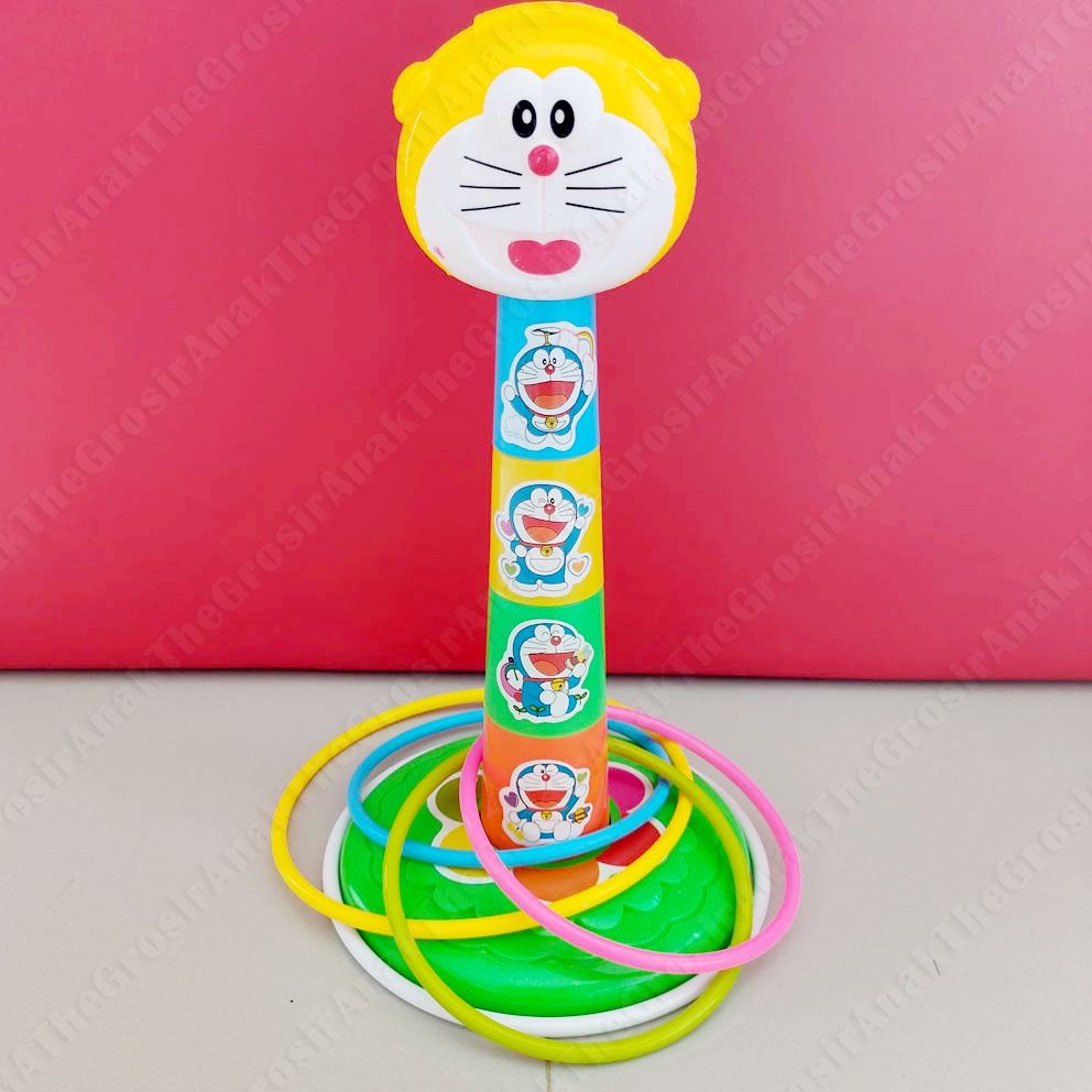 3in1 Gelas Susun Freezebee Ring Toss Mainan Lempar Cincin Gelang Karakter HELLO KITTY DORAEMON