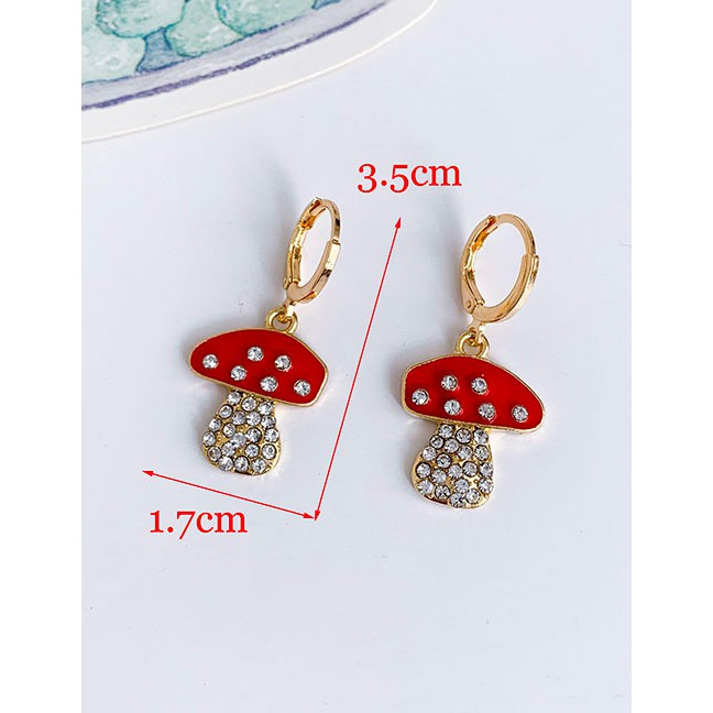 LRC Anting Tusuk Fashion Alloy Studded Mushroom Stud Earrings D94102