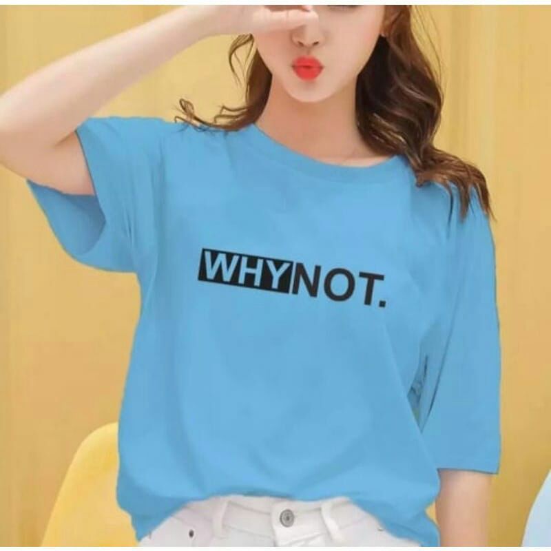 KAOS DISTRO LOGO DIGITAL WHYNOT. COTTON COMBAD 30s PRIA WANITA