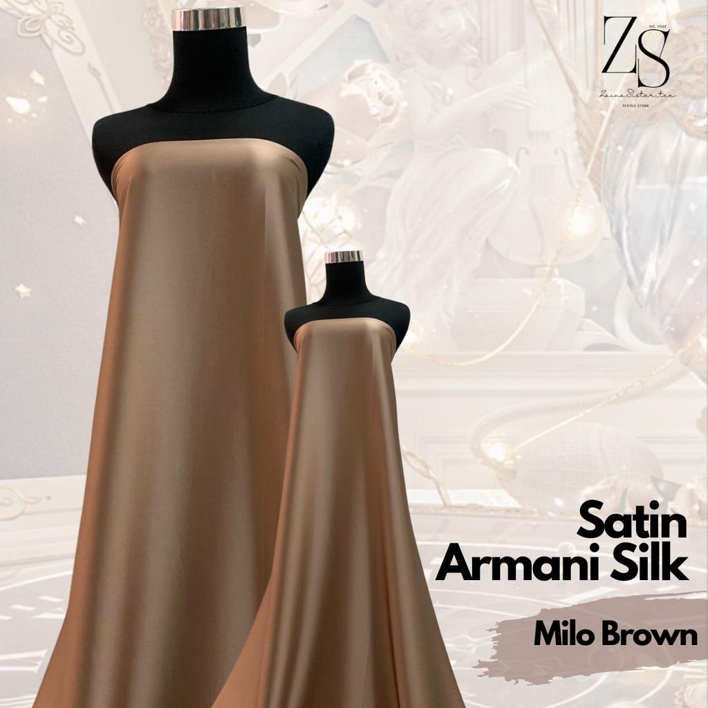 Kain Armani Silk Premium Quality Armani Silk Polos Warna Coklat Milo Brown