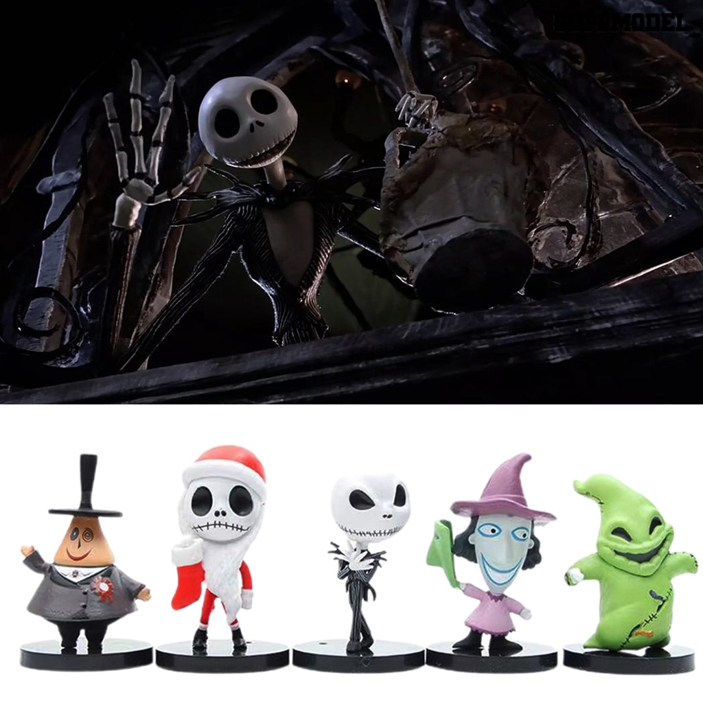 10pcs Miniatur Jack Skellington Bahan PVC Untuk Dekorasi Ruangan