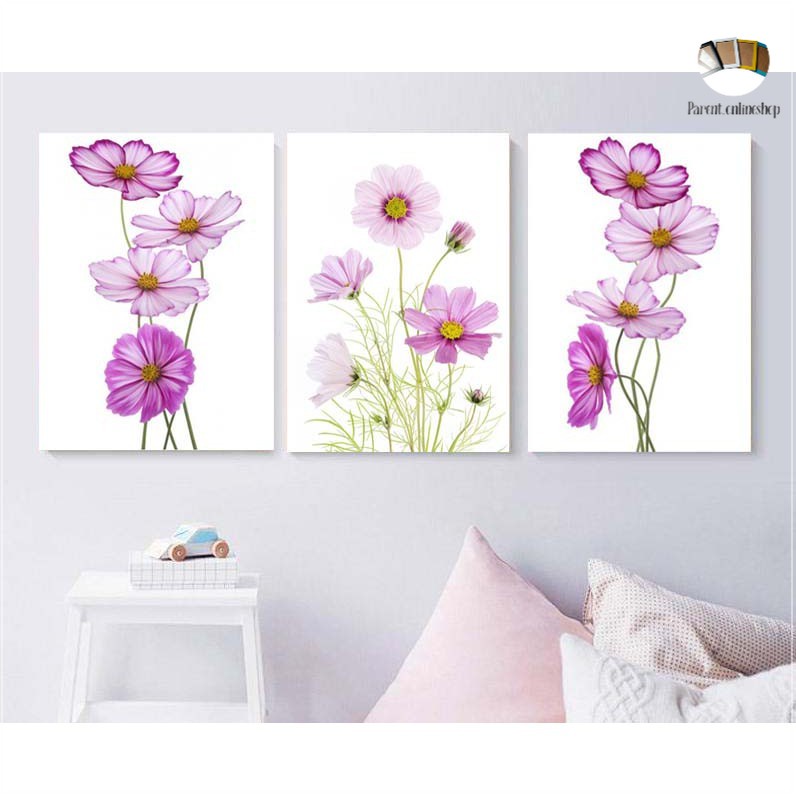 Hiasan dinding wall decor dekorasi hiasan gantung gambar pajangan bunga flower ungu cafe