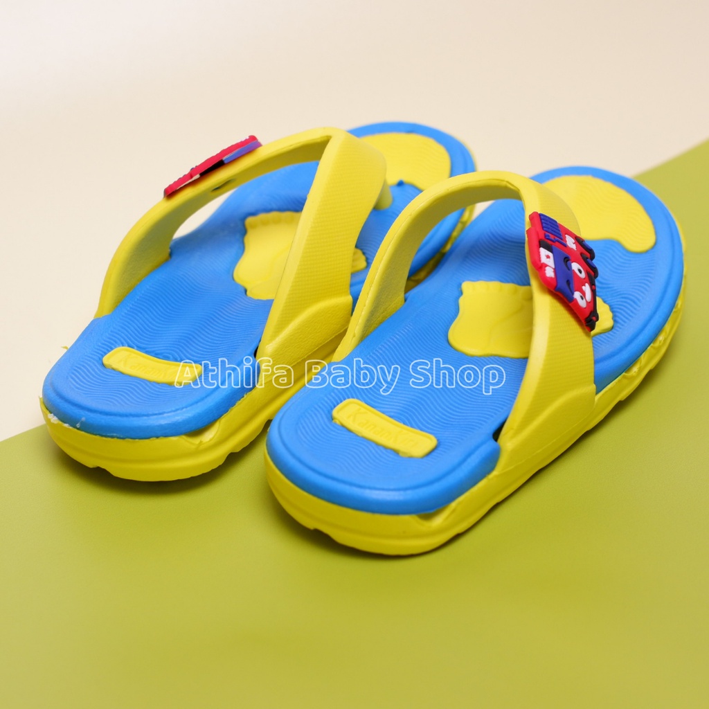 Sandal Jepit Anak Laki Cowo Cowok Sendal Japit Bayi Balita Anak-anak Karakter Tayo Umur Usia 2 3 4 5 Tahun Size 24-29 Bahan Spon Eva Karet Lucu