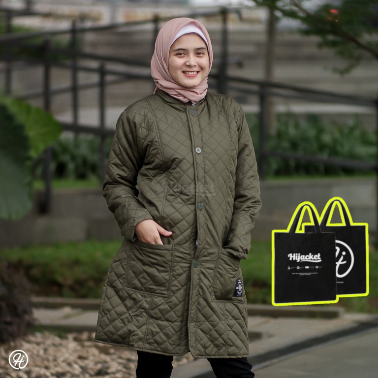 COAT PARASUT MUSLIMAH HIJACKET BELVA HJBLV SEAWEED MOSSGREEN - AISHAPEDIA