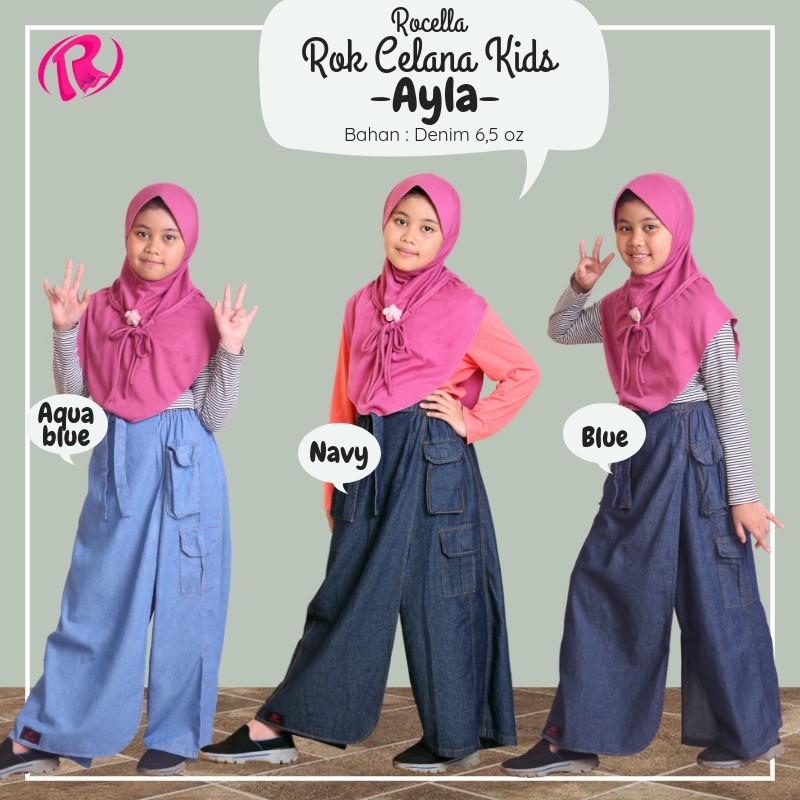 Rocella Kids Ayla | Rok Celana Anak Denim Jeans | Rok Celana Kids Jeans Denim | Rok Celana Anak