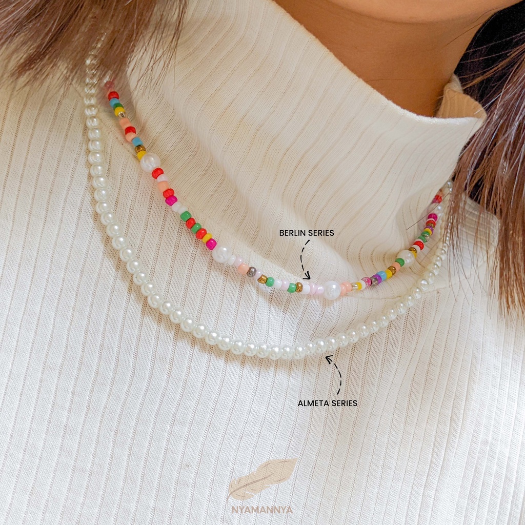 Nyamannya Necklace Pearl Kalung Mutiara Choker Aksesoris Kalung Pearl Rantai Almeta Series