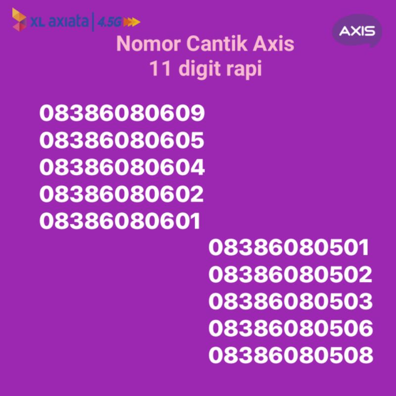 nomor axis cantik 11 digit seri 0838 6080 xx rapi